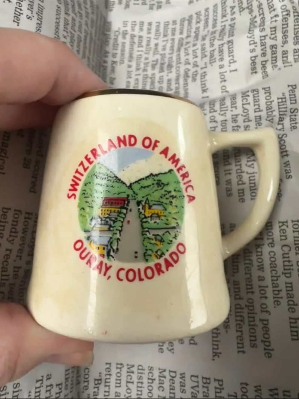Switzerland of America Ouray Colorado Cream Ceramic Souvenir Mug